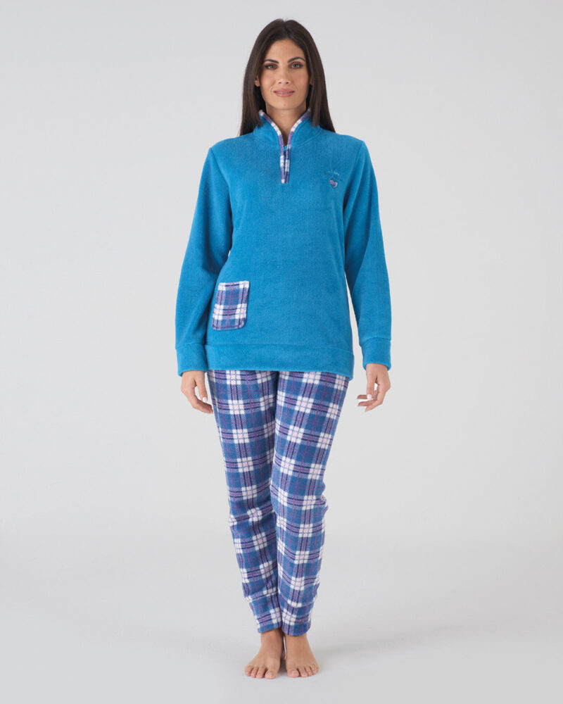 women's coral fleece tartan pajamas