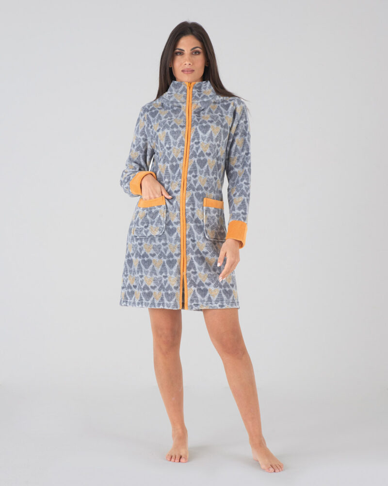 Women's coral fleece patterned dressing gown
